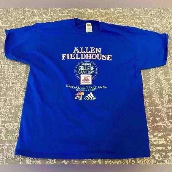 Kansas Jayhawks 2007 College Game Day Short Sleeve Shirt size XL color Blue - Picture 1 of 5